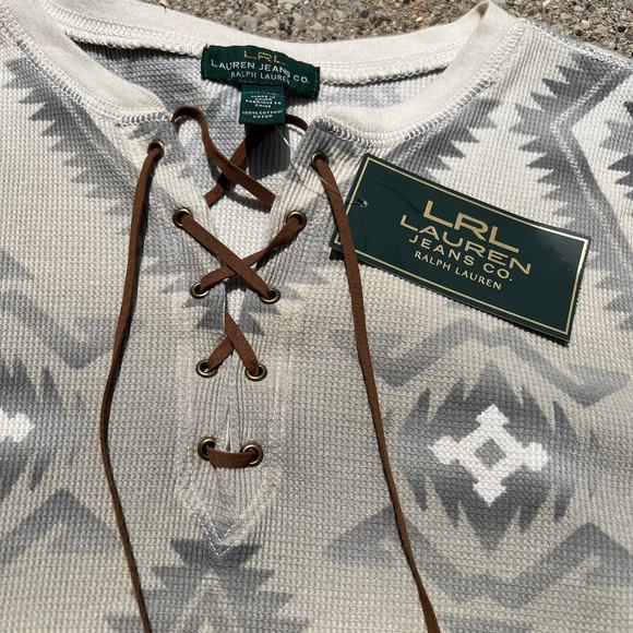 LRL Lauren Jeans Co. Ralph Lauren Henley Top Sz M - Picture 5 of 5
